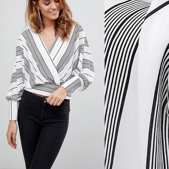 ASOS Tops - ASOS Design stripe batwing plunge blouse
